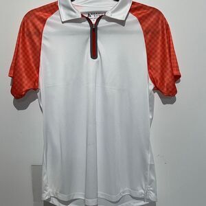 Bermuda Sands Womens Multicolor Houndstooth Sleeve Quarter Zip Polo Shirt Medium